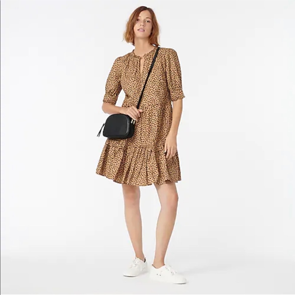 J Crew Ruffleneck dress in leopard dot NWT